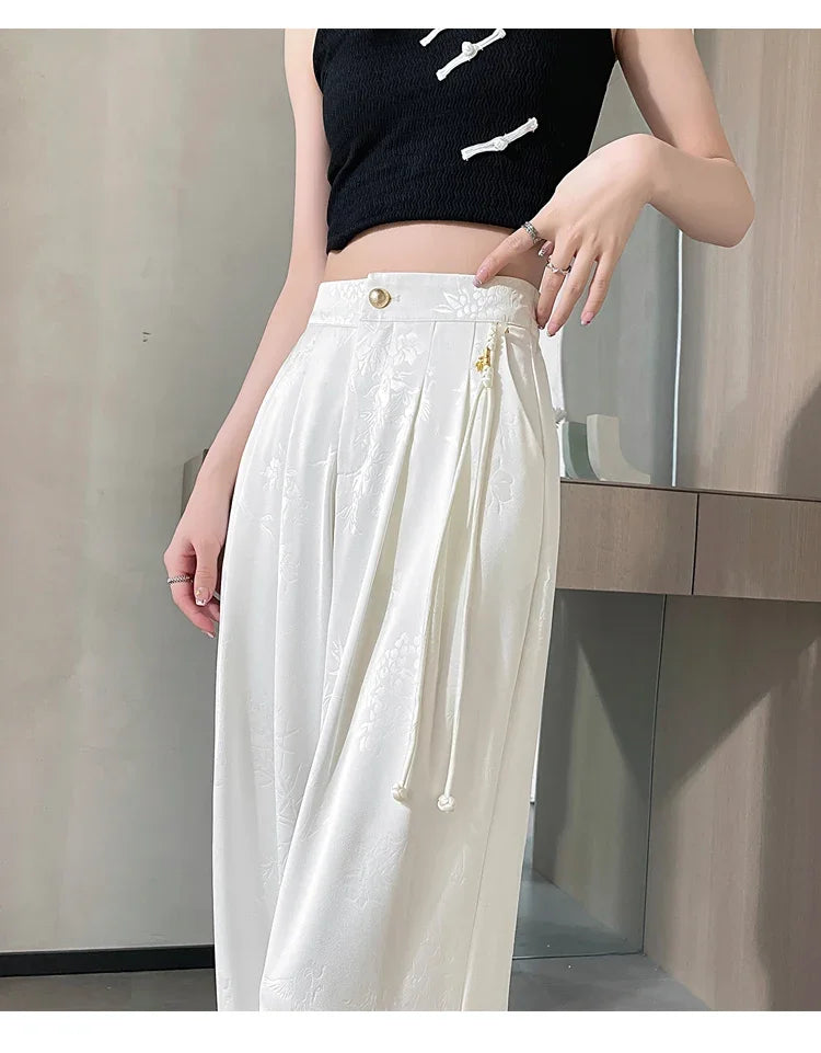 Women's Jacquard Wide Leg Satin Pants™ Casual Loose Pants