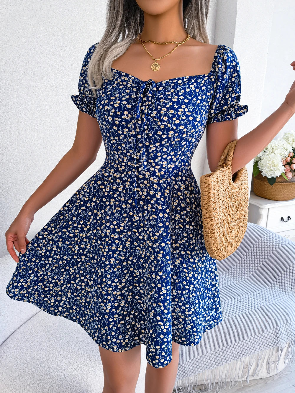 Women's Casual Ruffles Dress™ Short Sleeve Floral Print A Line Dress