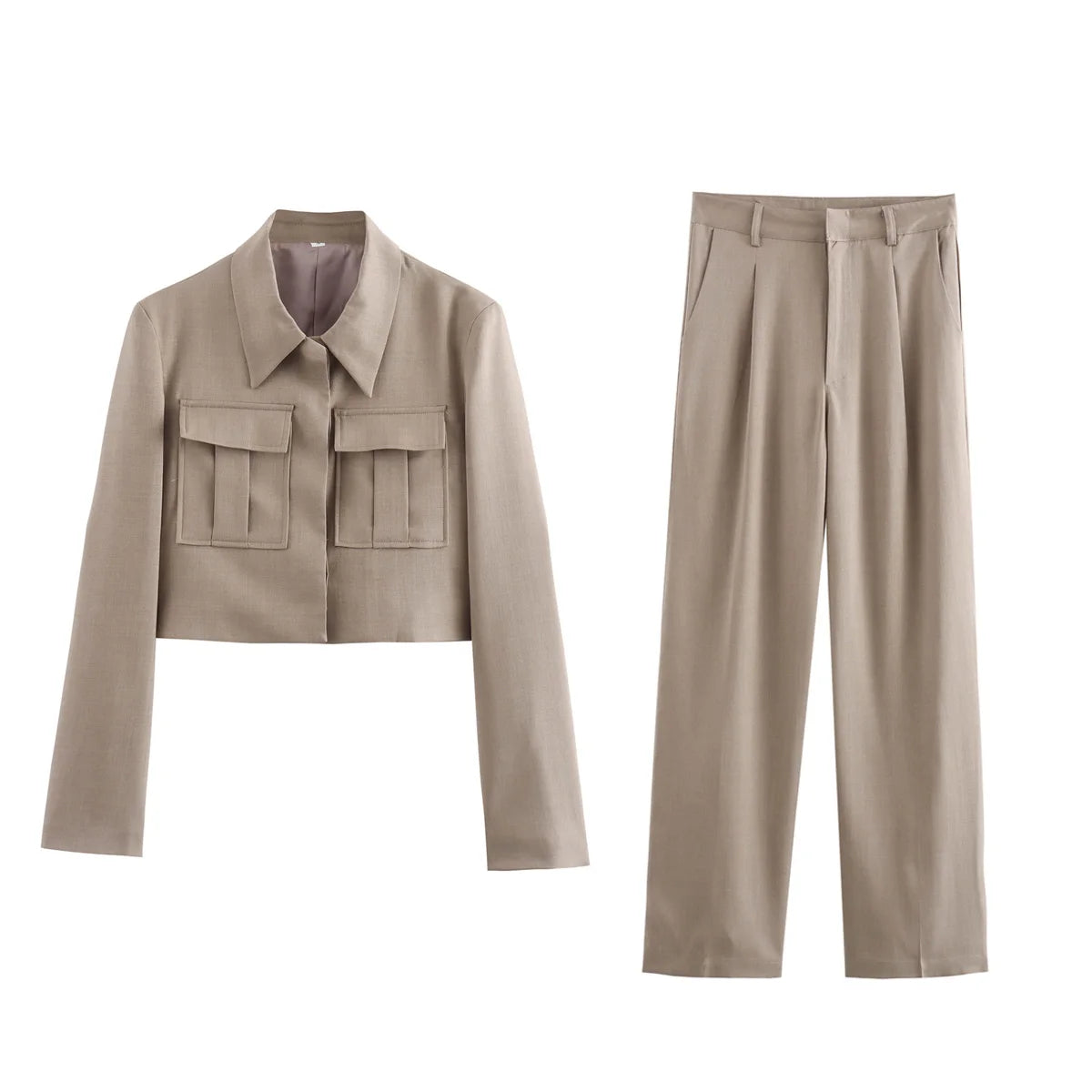 Women's Suits™ Short Jackets  & Chic Wide Leg Pants Set