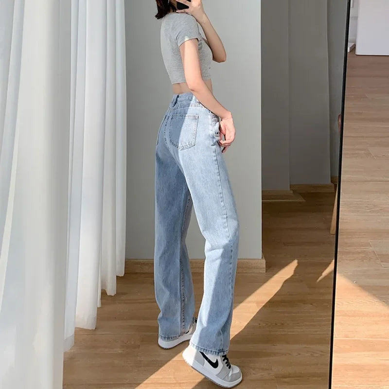 Women's Denim Jeans™ Irregular High-Waisted Wide Straight-Leg Draped Trousers