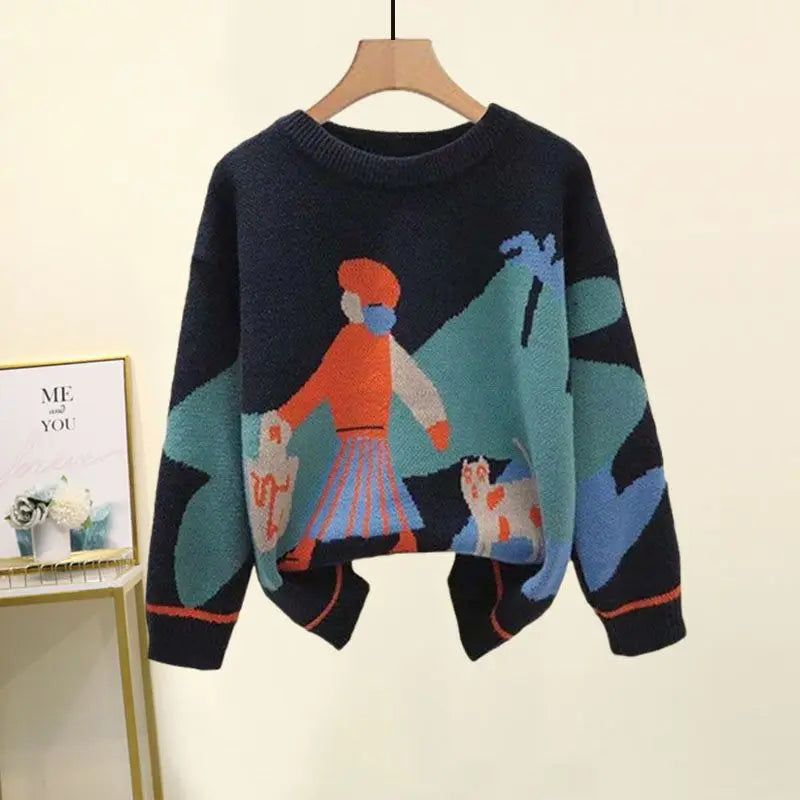 Women's Suits™ Autumn Winter New Western Style Knitted Sweater Loose and Slimming Casual Pants