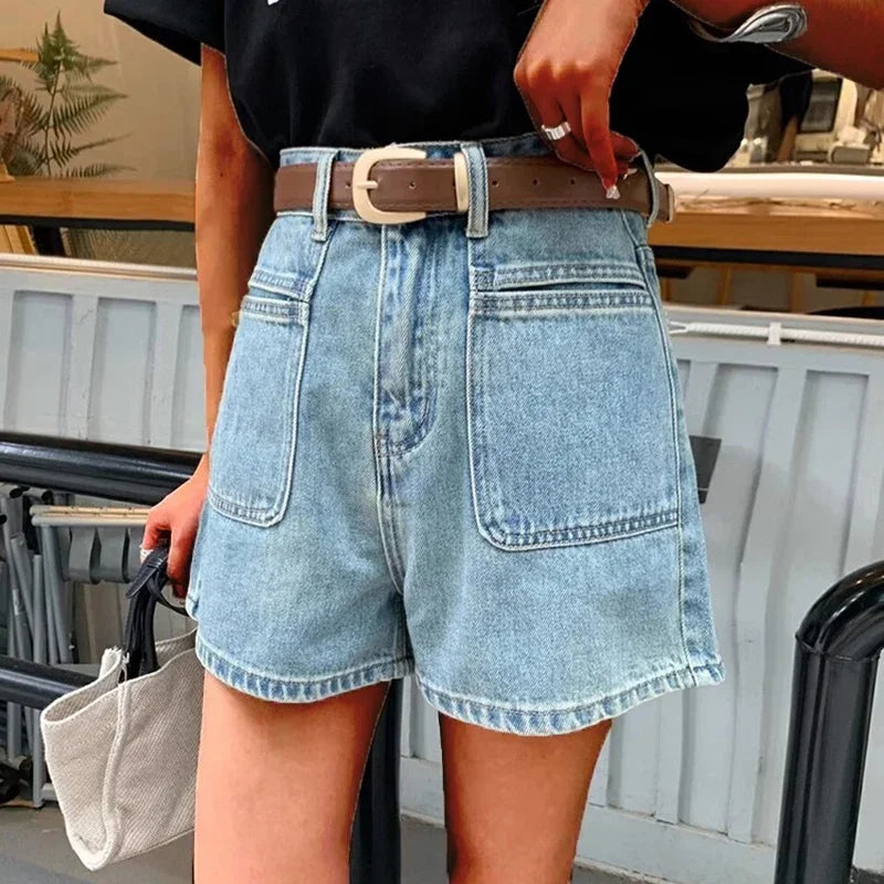 Women's Denim Shorts™ High Waist Vintage Wide Leg Retro Blue Light Blue Baggy Denim Shorts
