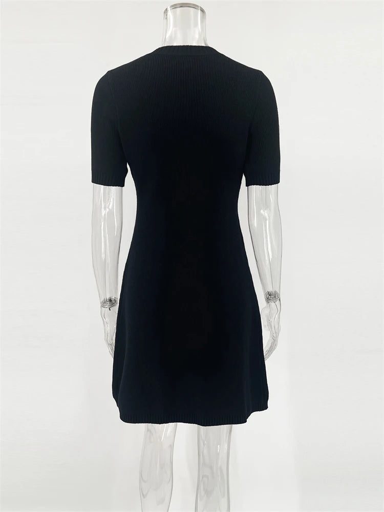 Women's Knit Dress™ Trendix Elegant Slim High Waist Short Sleeve Rib Sweater Bodycon Knitwear Dress