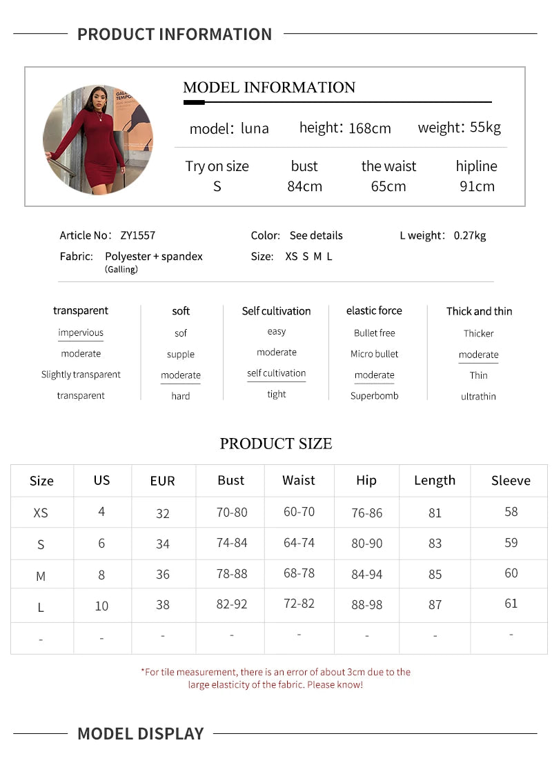 Women's Bodycon Mini Dress™ Turtleneck Long Sleeve Slim Bodycon Mini Dress