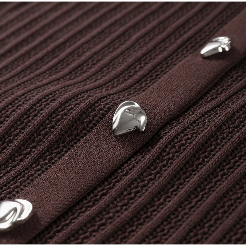 Women's Knitted Pants & Tops Set™ Turn Down Collar Half Sleeve Tops & Elastic Waist Straight Trousers Outfits