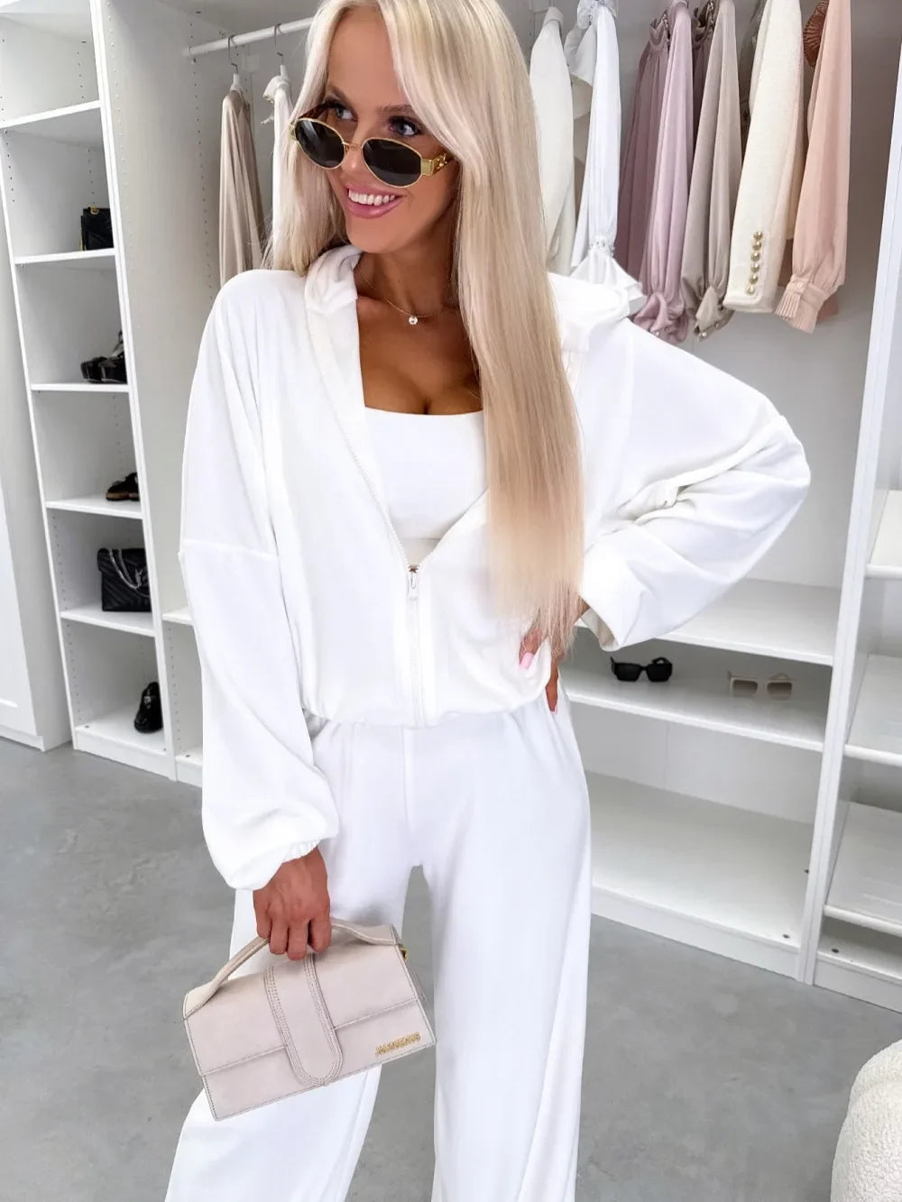Women's  Casual Outfit™ Zipper Hooded Cardigan + Wide Leg Pants Two Piece Set