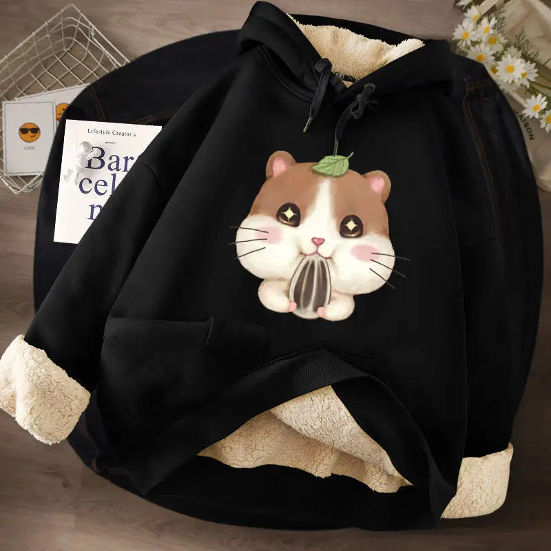Women's Lamb Wool Pullovers™ Velvet Cartoon Hoodies