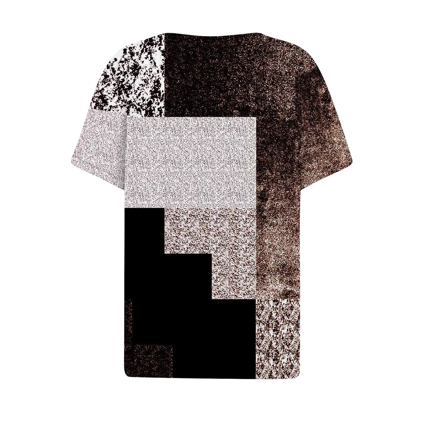 Women's Summer Patchwork T-Shirts™ Short Sleeve Loose Ladies V-Neck Tops