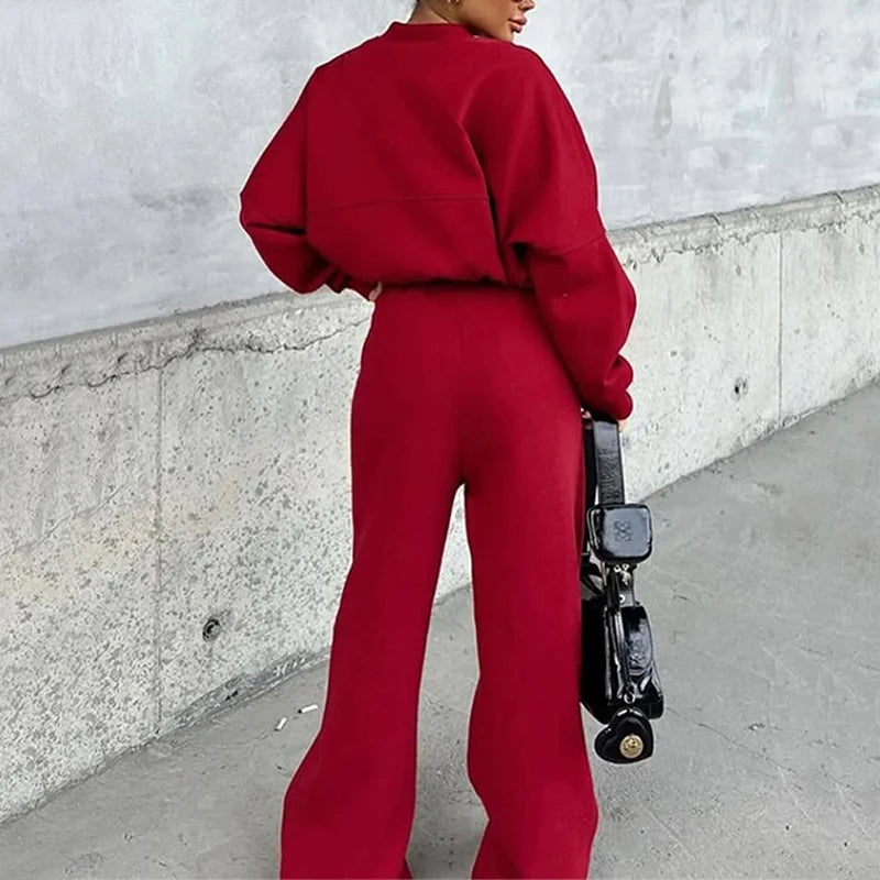 Women's BKLD Tracksuit Sets™ Zip-up Loose Cropped Cardigan + Drawstring Sweatpants