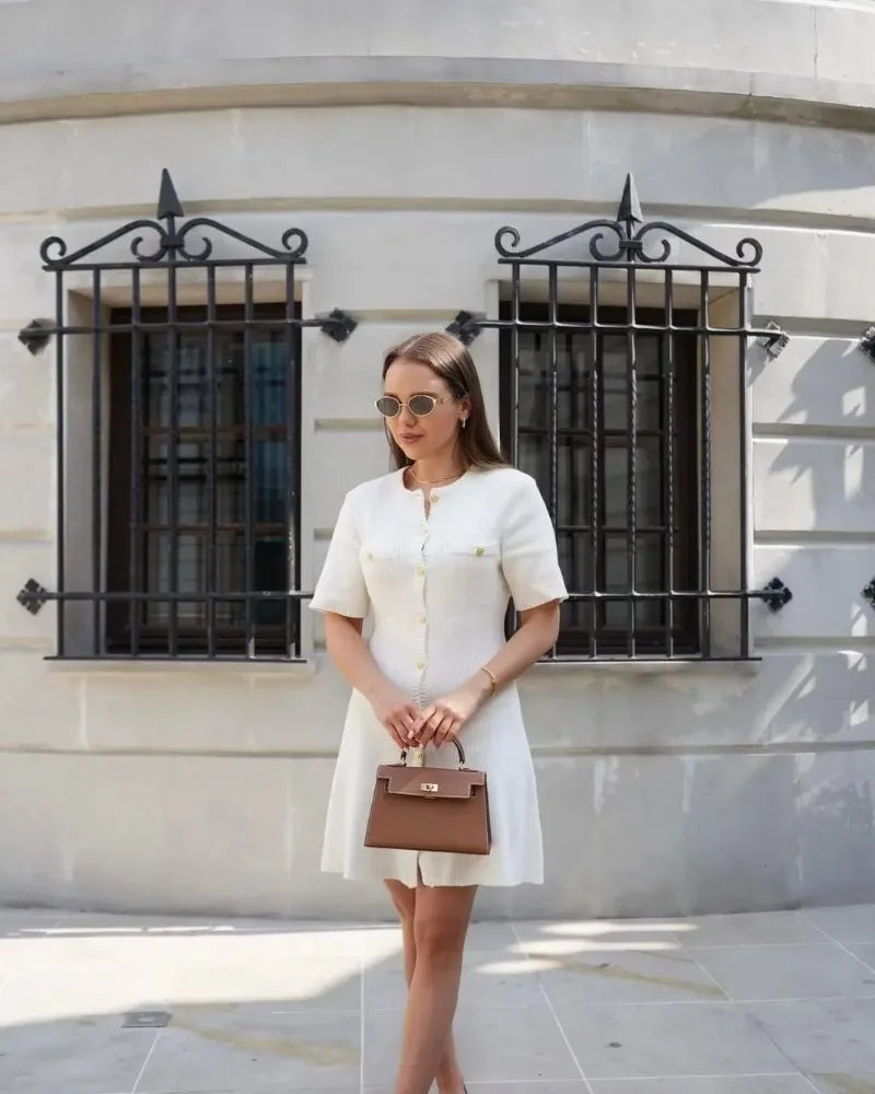 Women's Knit Dress™ Trendix Elegant Slim High Waist Short Sleeve Rib Sweater Bodycon Knitwear Dress