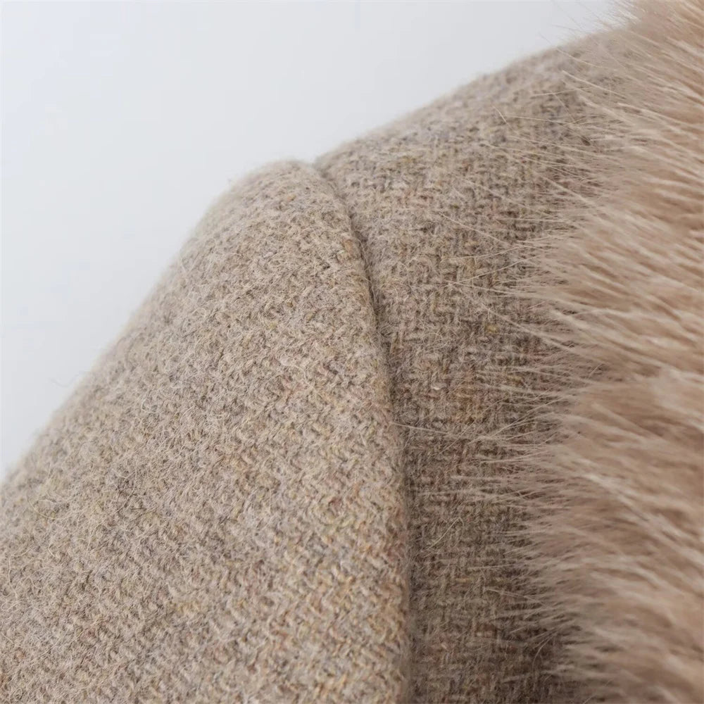 RARF Women's Belt Fur Collar Coat™  Flip Collar Pocket Button Decoration Wear