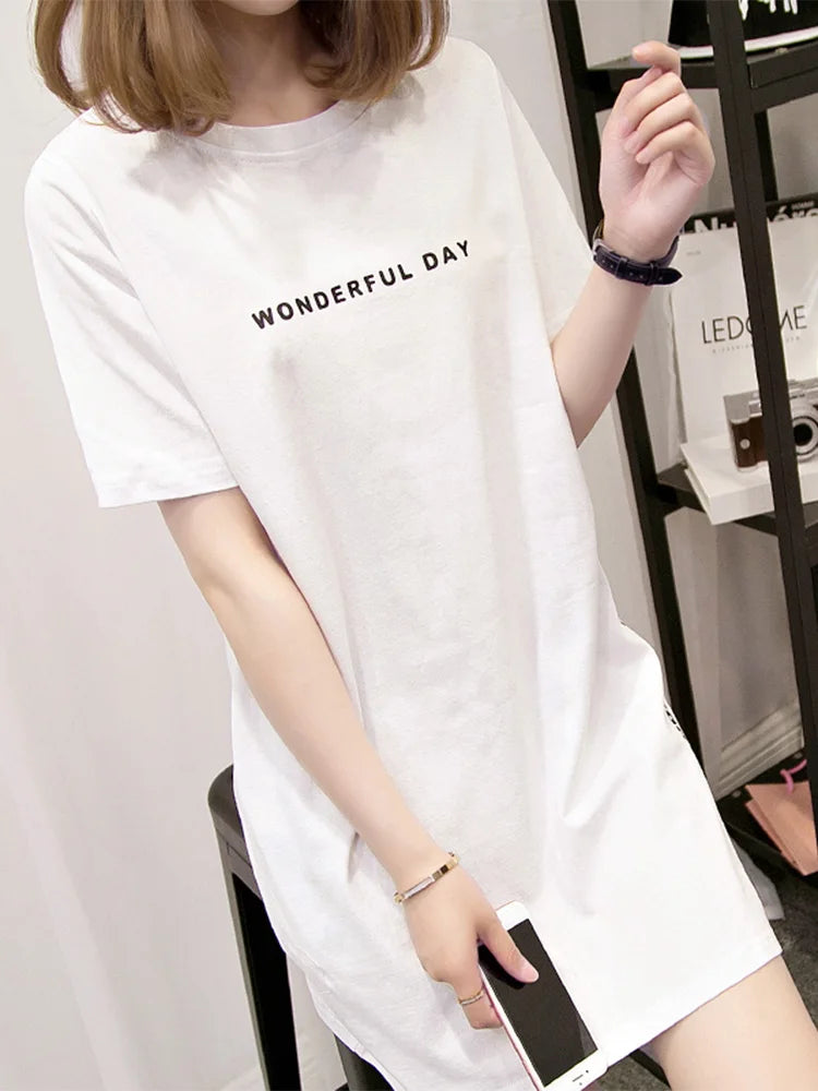 Women's T-shirts™ Summer  Loose Slit Tops Cotton Short sleeve t-shirt