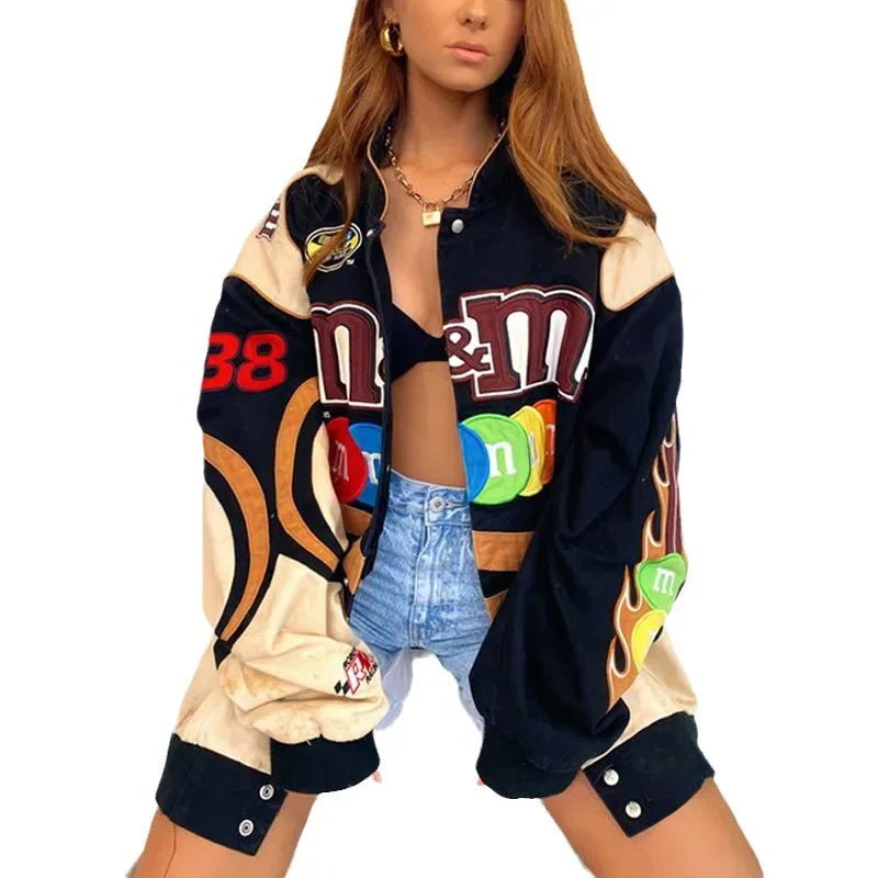 Women's Cross-Border Jacket™ Amazon Motorcycle Style Loose Fit Long Sleeve Jacket
