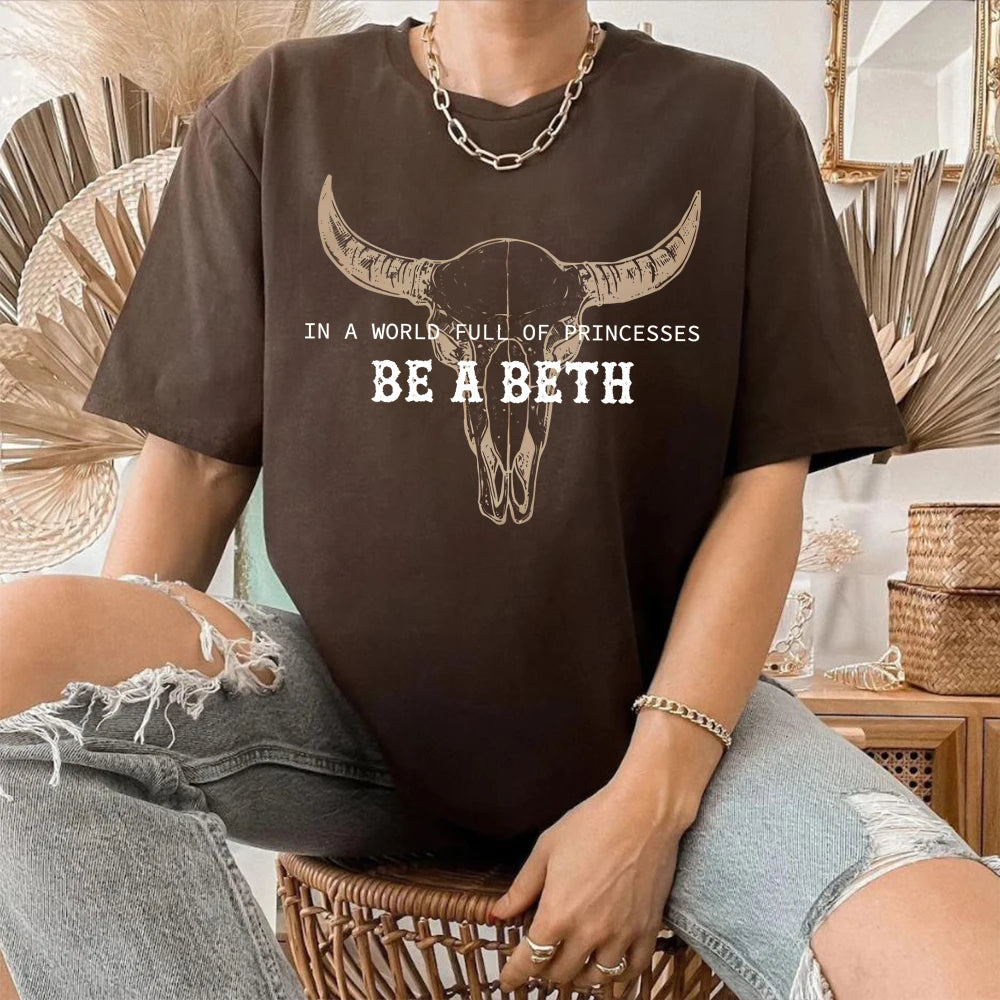 Women's Boho Cow Skull Howdy T-shirts™ Short Sleeve Summer Tees