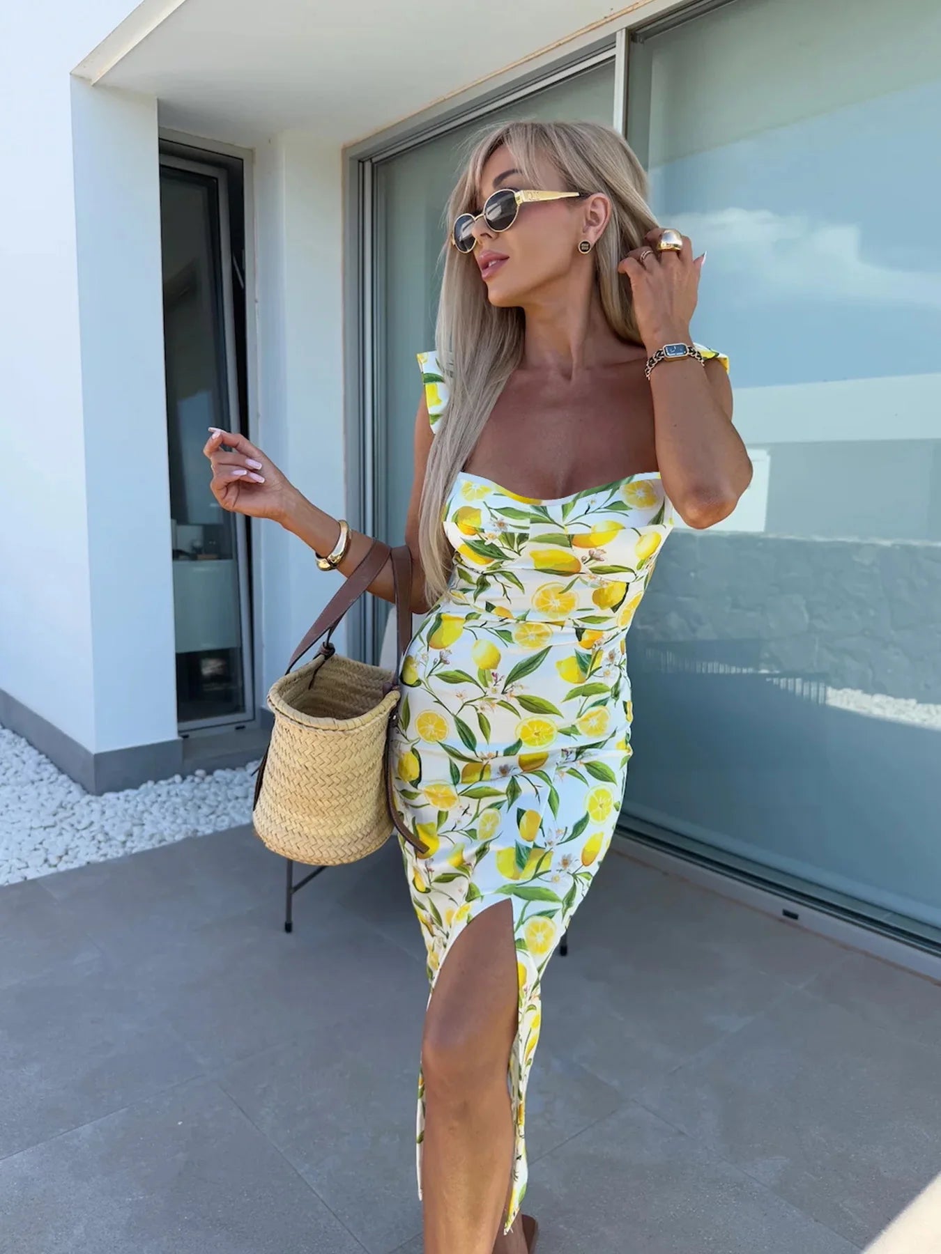 Women's summer elegant dress™ French Design slit midi-length dress