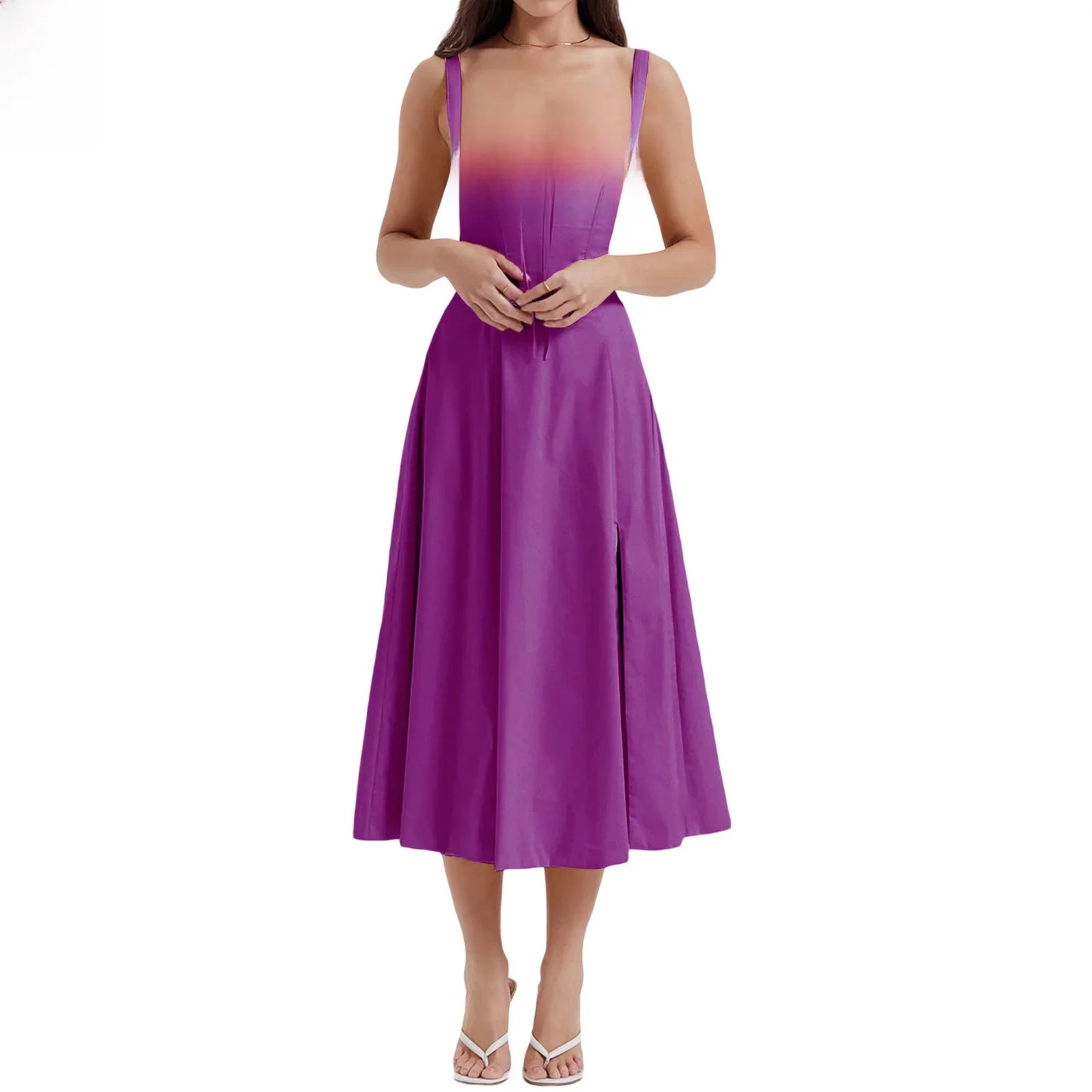 Women's Long Dresses™ Elegant Casual Tied Waist-fitted Slimming Sleeveless Side Slit Dress