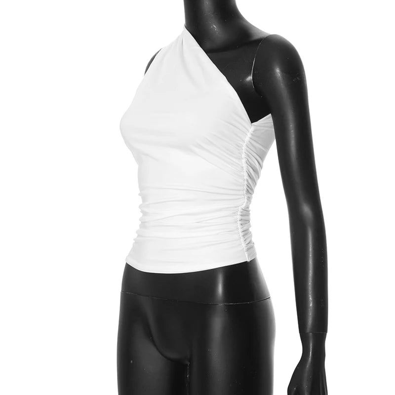 Women's One Shoulder Backless Shrink Tank Top™ Tight Sexy Sleeveless Neckless Slim T-Shirt