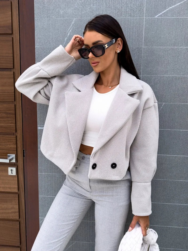Women's Short Woolen Coat™ Commuting Fashion Casual Versatile Solid Color Coat