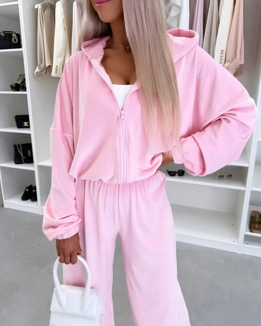 Women's  Casual Outfit™ Zipper Hooded Cardigan + Wide Leg Pants Two Piece Set