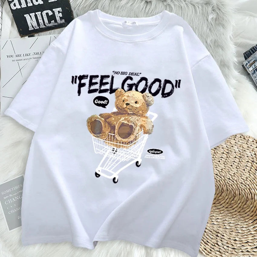 Women's Cartoon Bear Short Sleeve T-shirt™ Loose Korean Style T-Shirt