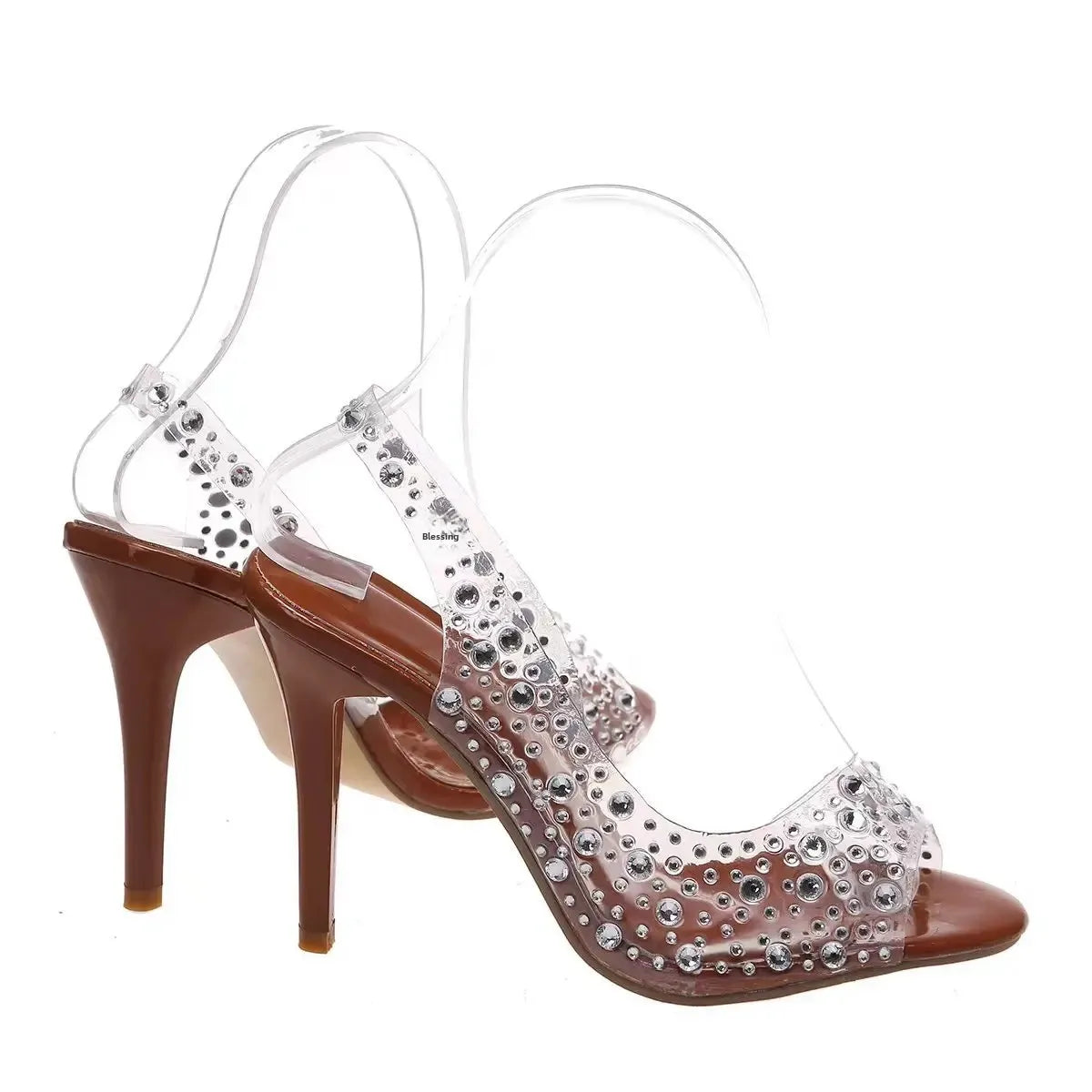 Women's Rhinestone Open Toe High Heel Sandals™ Crystal Fish Mouth PU Leather Heels