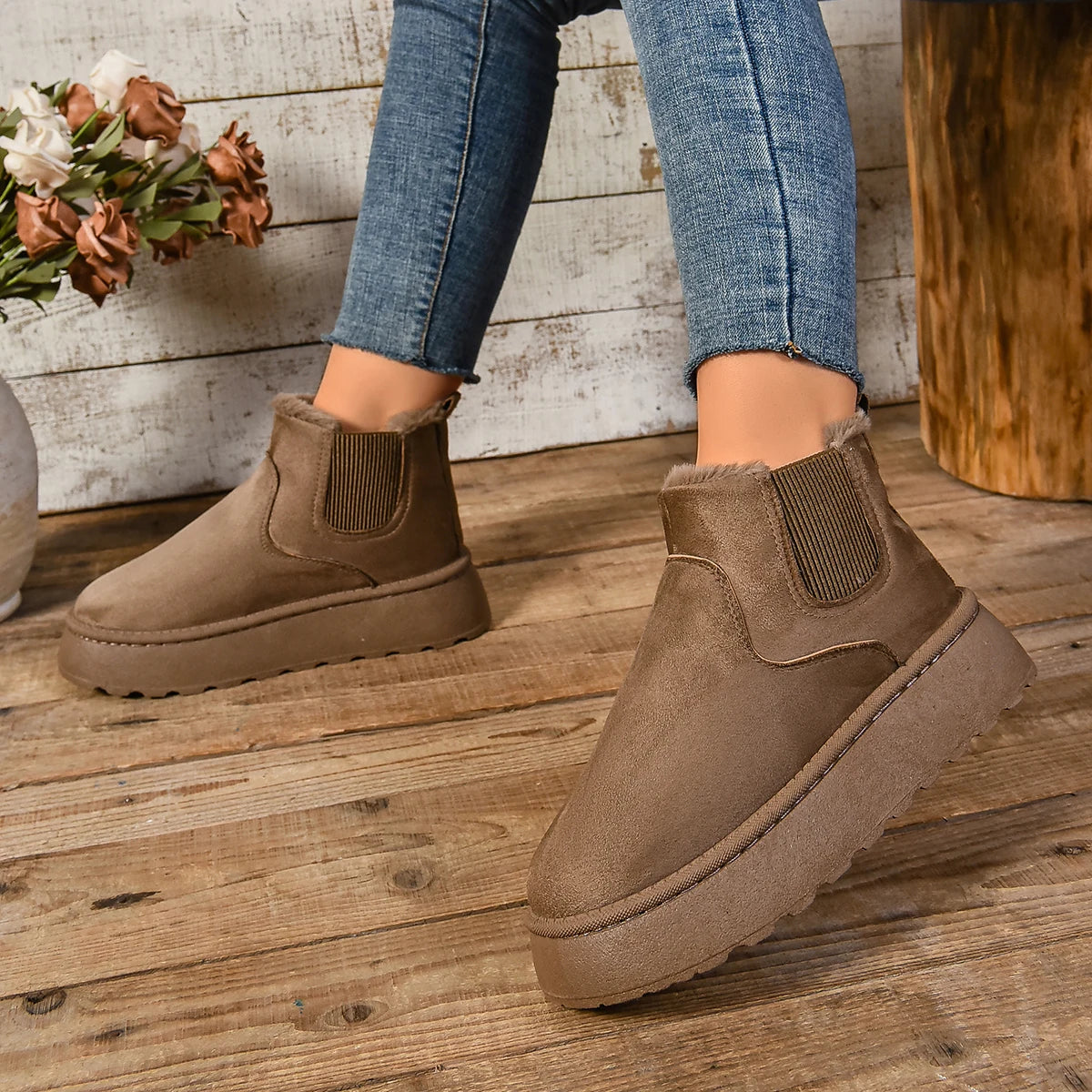Women's Winter Short Plush Boots™ Warm Snow Suede Fur Chelsea Ankle Boots