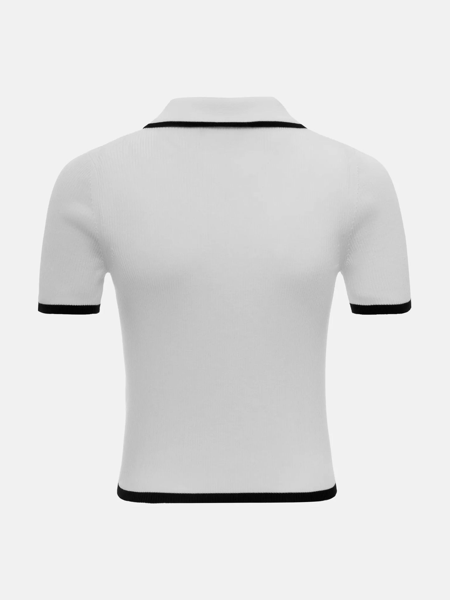 Women's Summer Knit Tops™ Short Sleeve Patchwork Slim Lapel Ribbed Tees