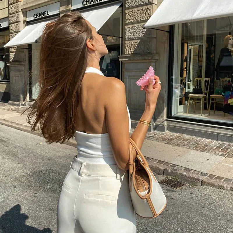 Women's Shirt™ Backless Ribbed Knit Tank Tops