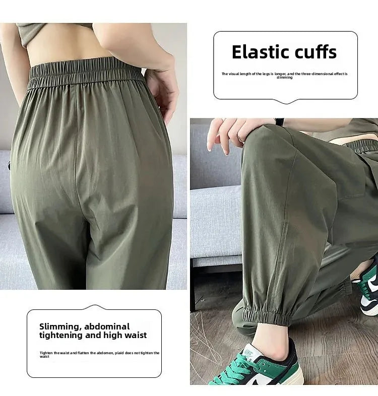 Women's Thin High Waist Cargo Pants™ Long Drapey Quick Dry Trousers