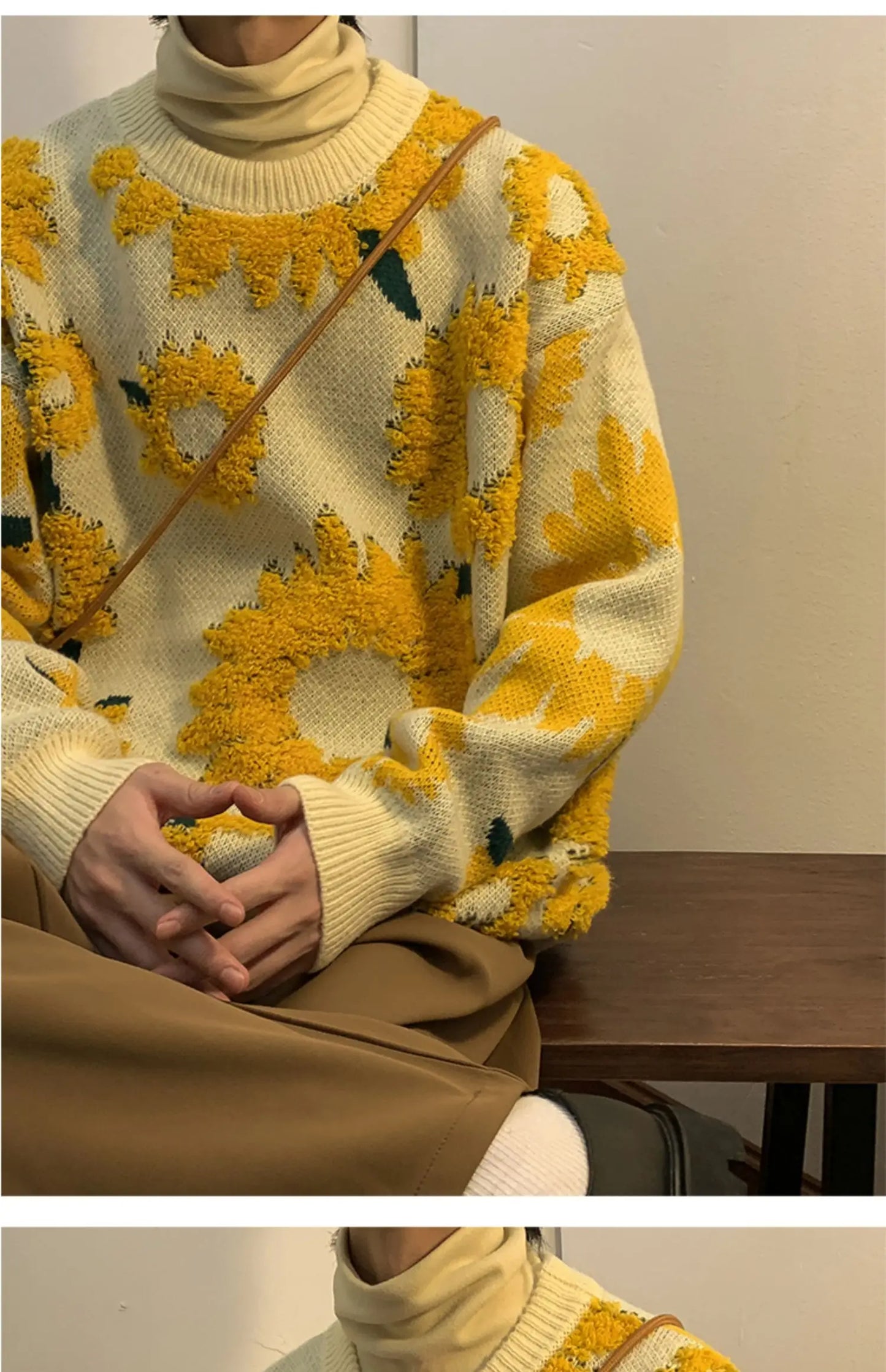 Men's Flocking Floral Sweater™ Baggy Spring Autumn Japanese Style Retro Knitwear
