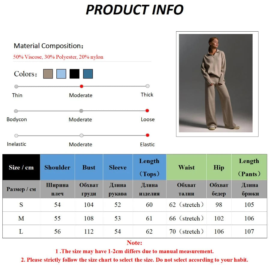 Bornladies Winter Suits™ Women  Polo Neck Thick  Sweater & Wide Leg Pants Outfit