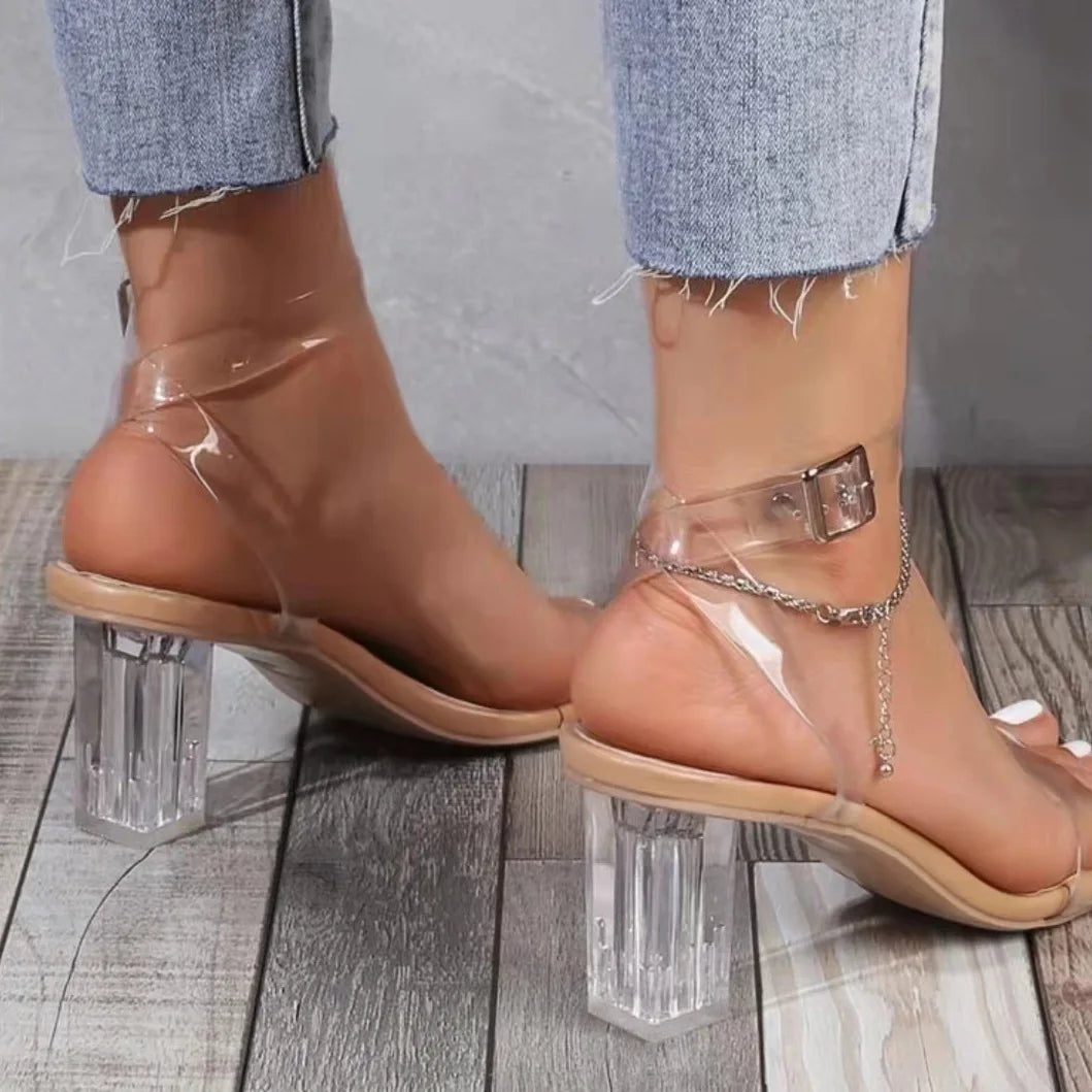 Women's Jelly Crystal Chunky Heel Sandals™ Transparent Summer High Heels Sandals