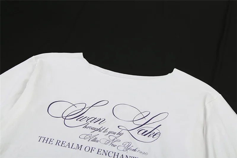 Women's Summer T-Shirt™ Letter Print Graphic Oversized One Shoulder Tops