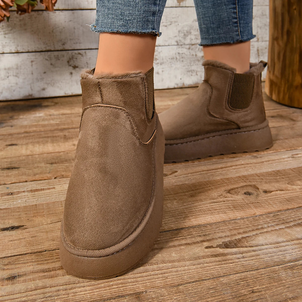 Women's Winter Short Plush Boots™ Warm Snow Suede Fur Chelsea Ankle Boots