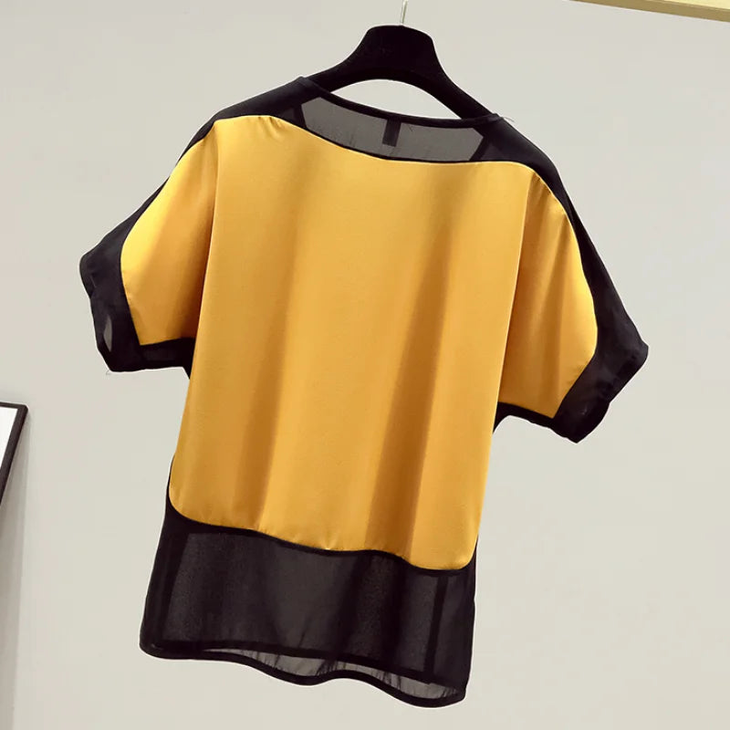 Women's Summer T-Shirt™ Loose Solid Short O-Neck Batwing Sleeve Blouses Shirt