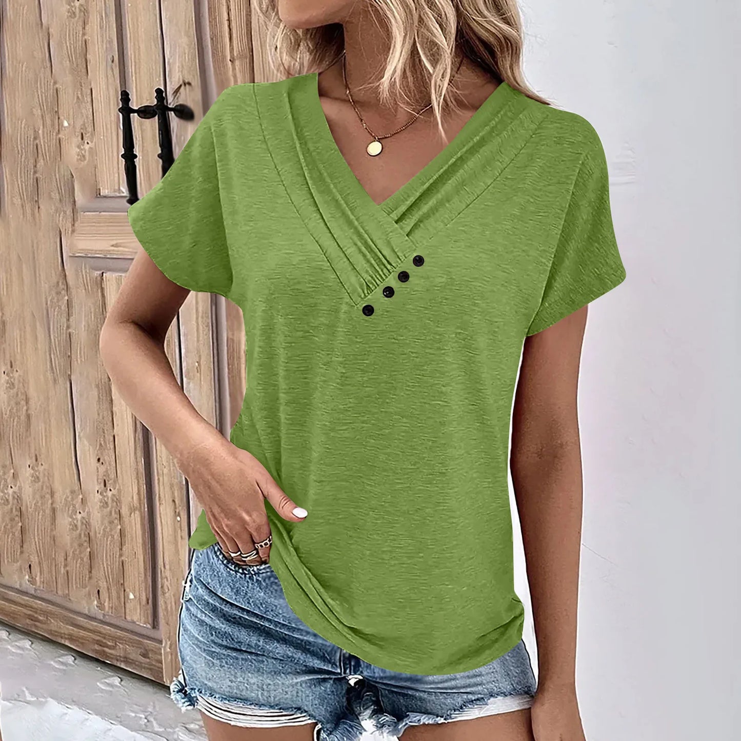 Women's Oversized T-Shirt™ Solid Color V Neck Short Sleeve Basic Tops