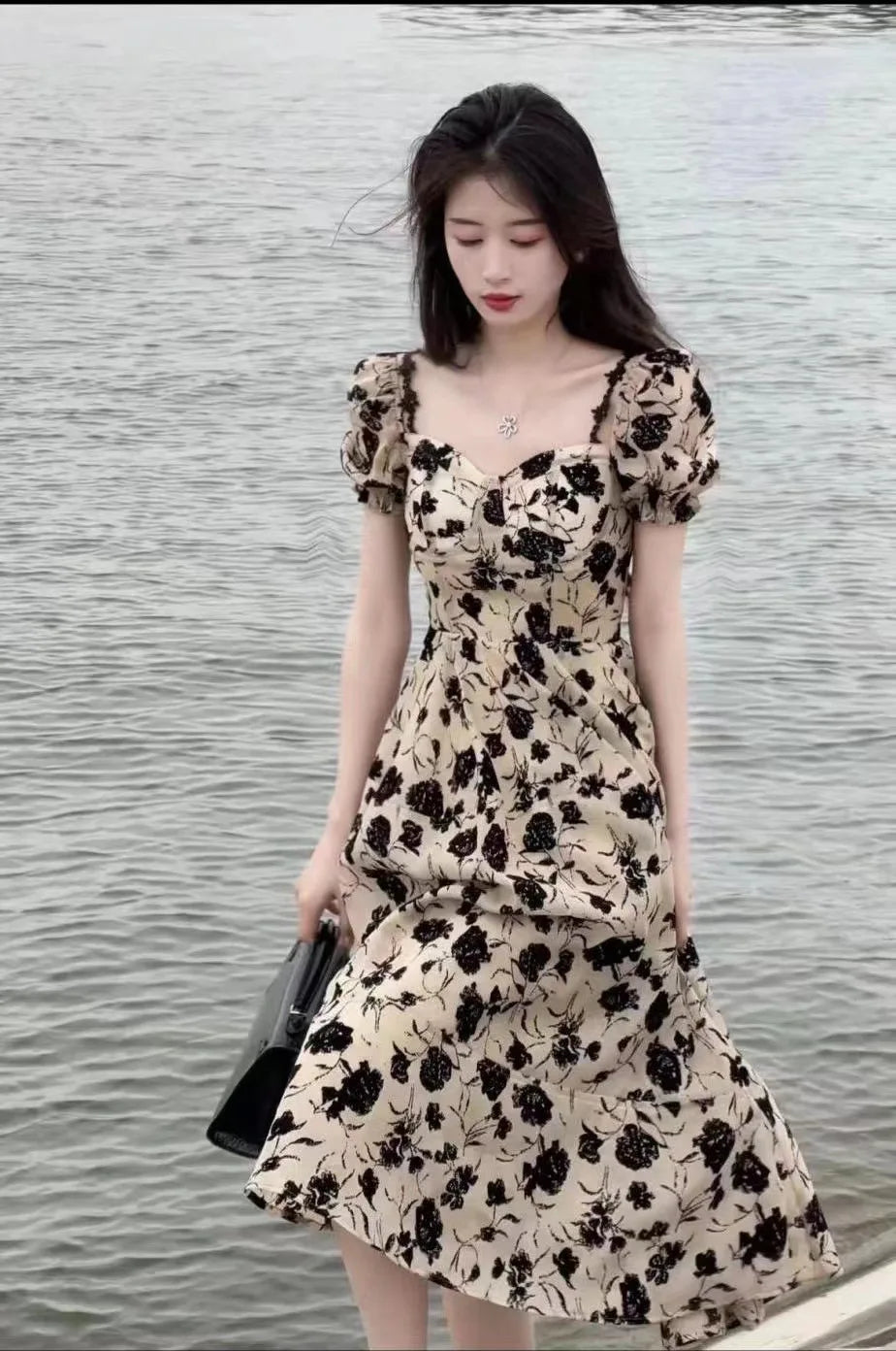 Women's Bubble Sleeve Dresses™ French Hepburn Style Floral Dresses