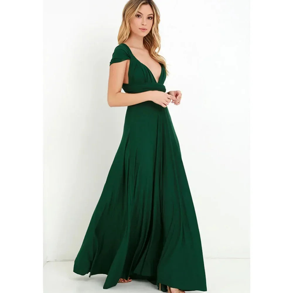 Women's Multi-worn V-neck Long Dress™ Strapped Summer Maxi Dress