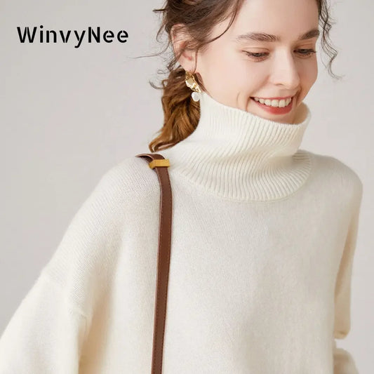 WinvyNee Women Sweater™ 100% Wool Turtleneck Pullover