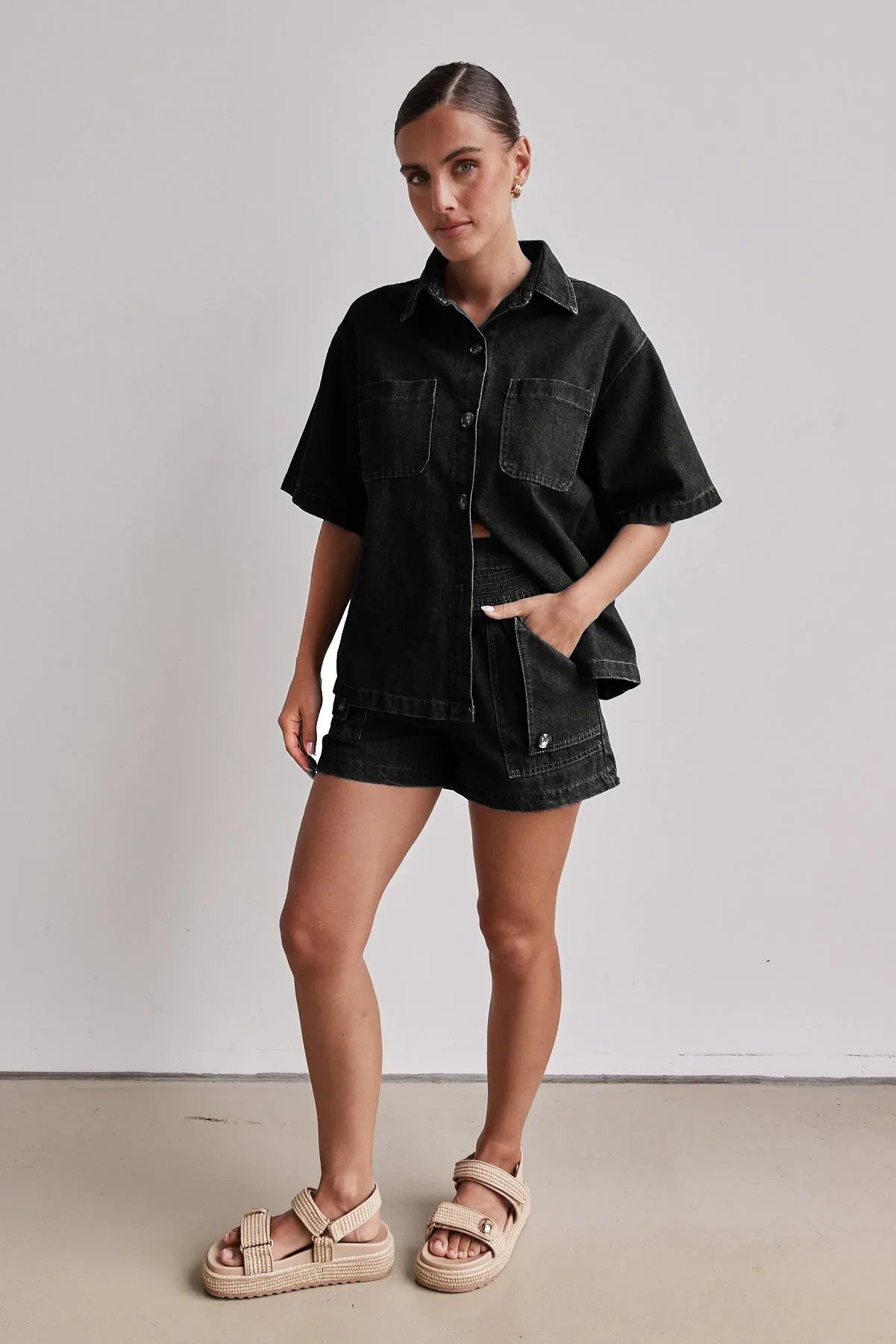Women's Cross-Border Summer Suit™ Casual Vintage Loose-Fit Denim Shorts Suit