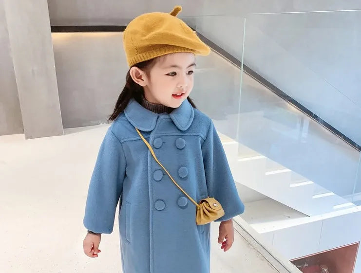 Girl's Long Cotton Coat™ Korean Style Thickened Double-breasted Jacket