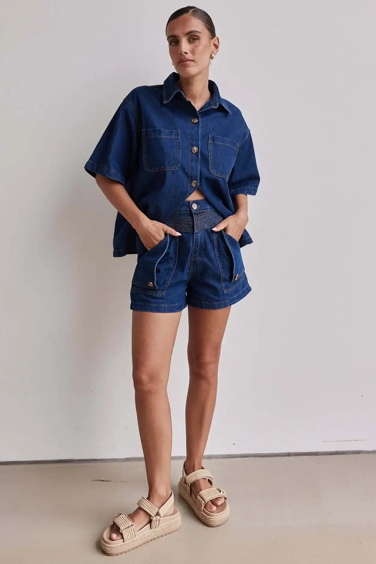 Women's Cross-Border Summer Suit™ Casual Vintage Loose-Fit Denim Shorts Suit