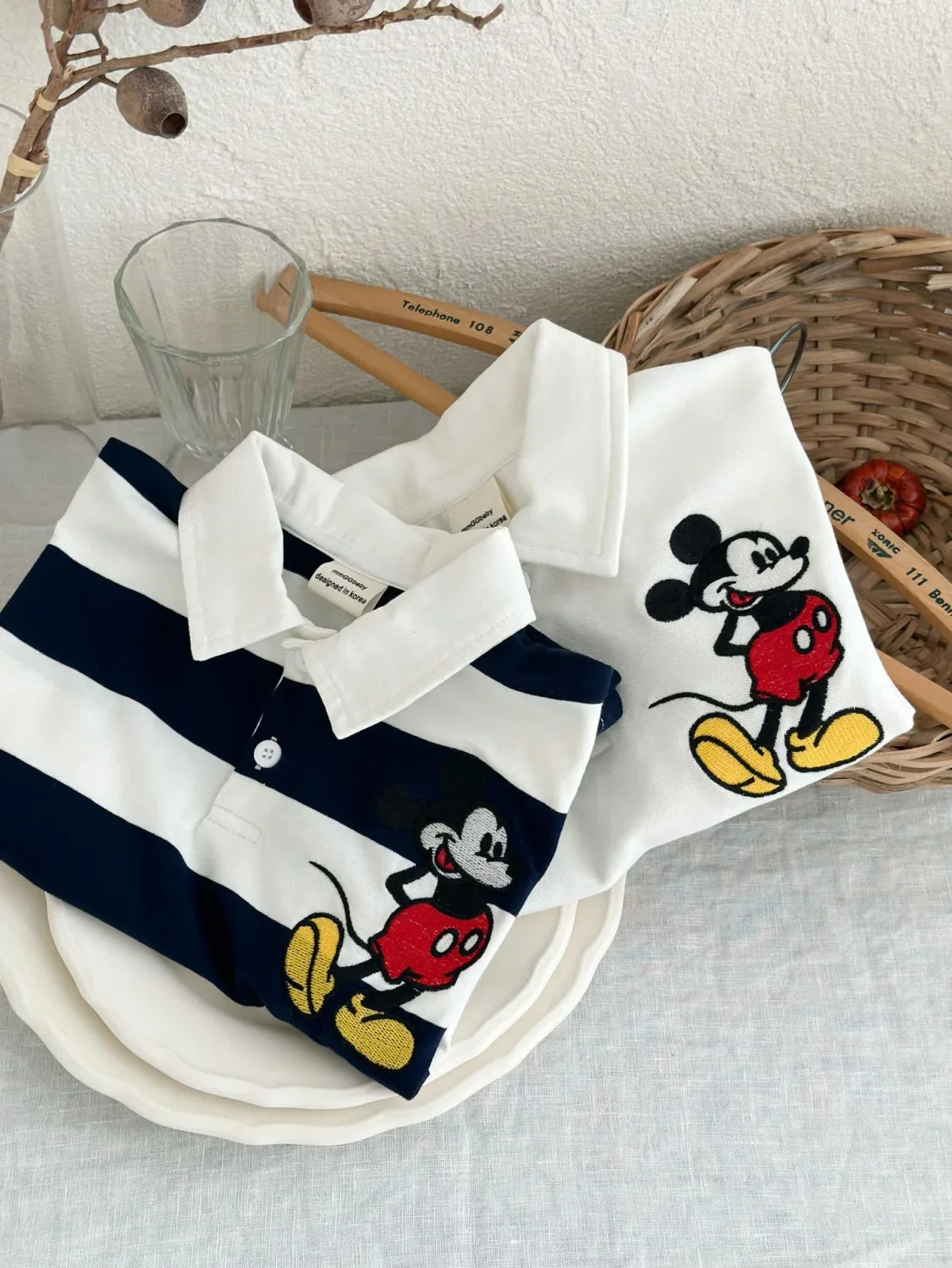 Kids Mickey Mouse Summer T-Shirts™ Boys & Girls Stripe Lapel Short Sleeve Cotton Shirt