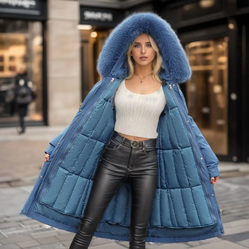 Women's Parkas Coat™ Thick Pinch Cotton Detachable Inner Tank Long Over Knee Coat