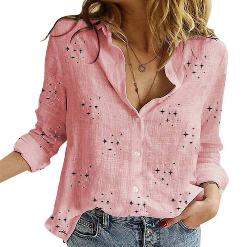 Women's Elegant Cotton Linen Shirts™ Casual Solid Button Lapel Long Sleeve Loose Shirts