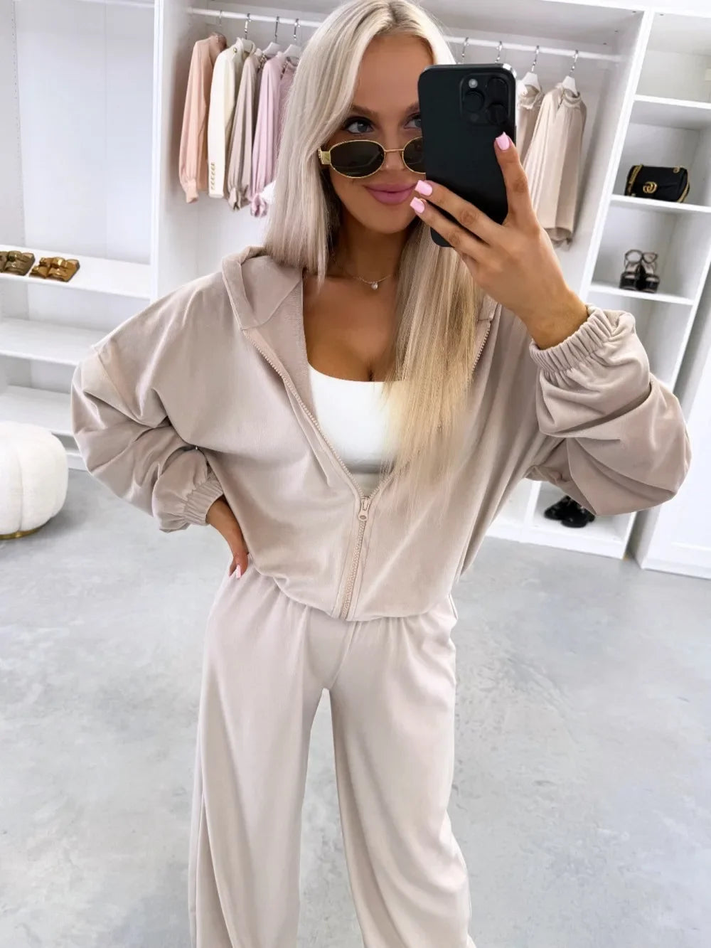 Women's  Casual Outfit™ Zipper Hooded Cardigan + Wide Leg Pants Two Piece Set