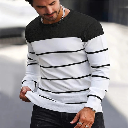 Men's Sweater™ O-neck Cotton Pullover Striped Knitted Sweaters