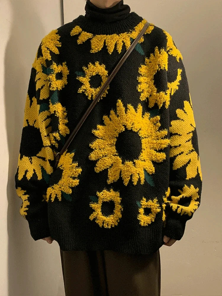 Men's Flocking Floral Sweater™ Baggy Spring Autumn Japanese Style Retro Knitwear