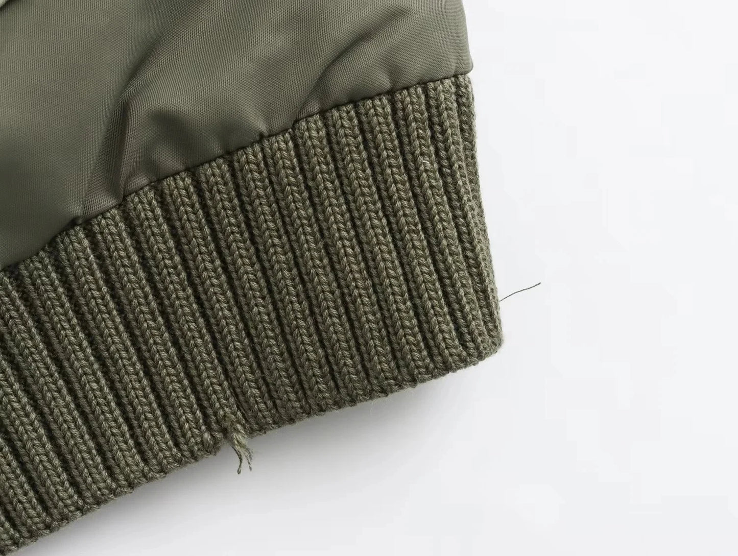 Women's Army green Bomber™ Jackets  KONDALA Patchwork Zipper Pockets Oversized Coats