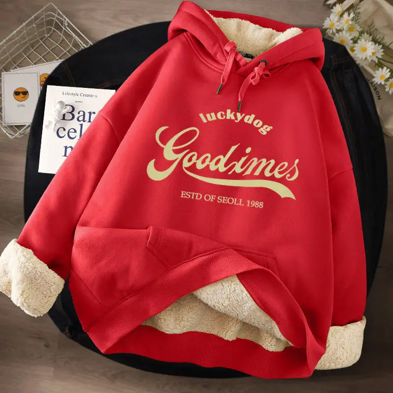 Women's Lamb Wool Pullovers™ Velvet Cartoon Hoodies